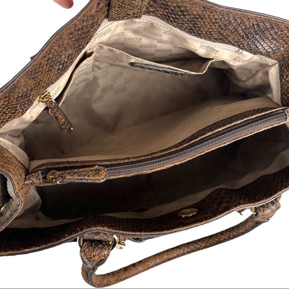 Michael Kors Brown Hamilton Snake Embossed Satchel - Picture 11 of 15